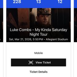Luke combs 2 Tickets (Allegiant Stadium)