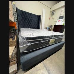New King Bed Frame Mattress Included