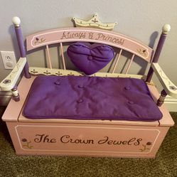 Girls Princess Wooden bench And Rocking Chair Room Set With Storage