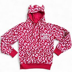 Assholes Live Forever red leopard embroidered horned hoodie