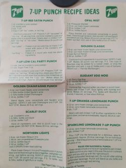 Vintage 7-Up Punch Recipe Ideas, Pepsi Bottling Company, Tacoma