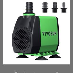 VIVOSUN 800GPH Submersible Pump(3000L/H, 24W), Ultra Quiet Water Fountain Pump With 10ft. High Lift With 6.5ft. Power Cord, 3 Nozzles For Fish Tank, P