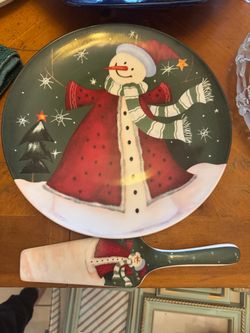Snowman Cake Plate and Server