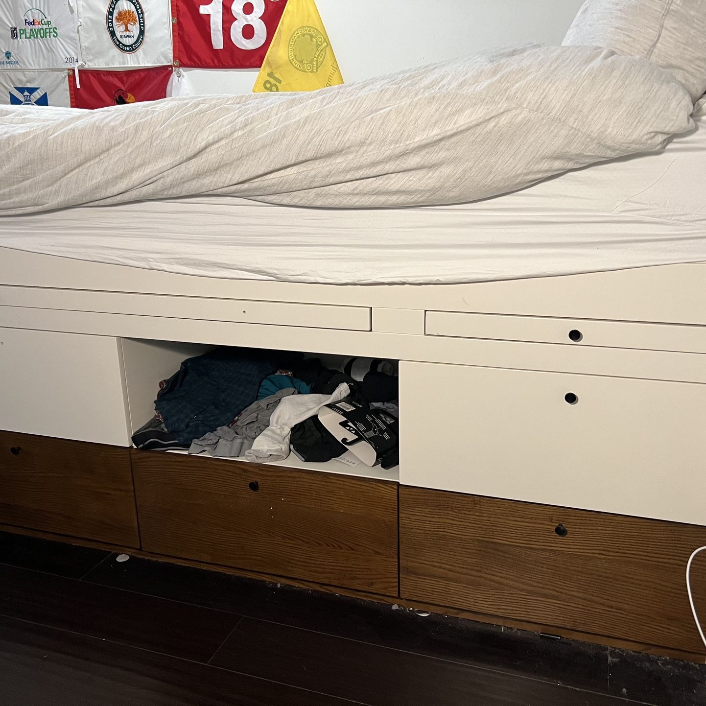 west elm x pbt Modern Captain’s Full Bed Frame & Mattress w/ Built-In Storage and Desk