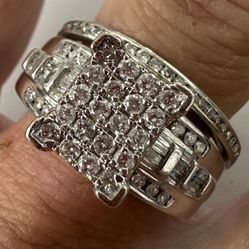 14K White Gold Diamond Wedding Set-Size 10
