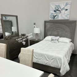 $39 Down!! Miramar Grey Queen Size 4pc Bedroom Set! New HABLO ESPAÑOL🔴