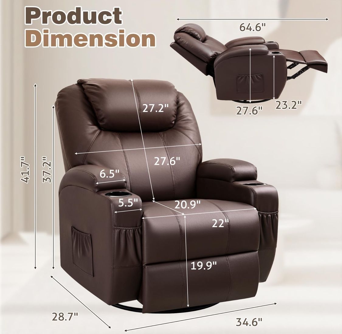 Reclining chair, 360° rotating rocking chair BRAND NEW IN BOX