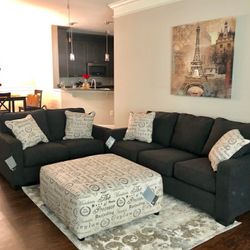 Alenya Charcoal Living Room Set (SOFA and LOVESEAT