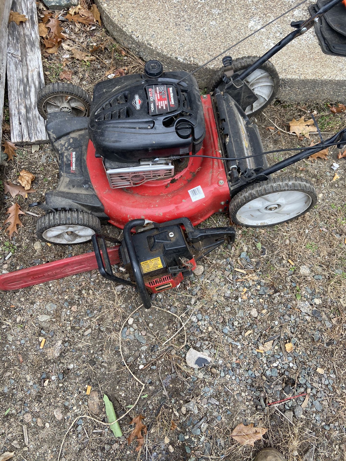 Lawn mower and chainsaw