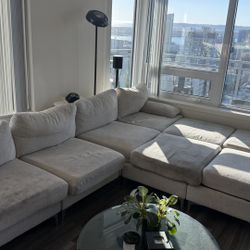 NEED GONE: Beige Chenille PAPAJET Sectional Sofa, 8 Seater Couches with Ottomans, Sofa Bed for Living Room