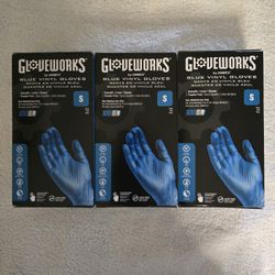 GloveWorks by AMMEX Industrial Vinyl Gloves Latex-Free Powder-Free Pack of 100 Gloves in Royal Blue