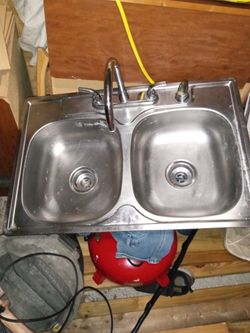 Stainless Steel Double Scene Comes With Drains And Faucet