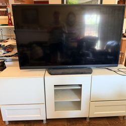 Large 60” Sharp AQUOS TV + White Entertainment Center – $100
