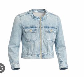 NWT Michael Kors Light Blue Denim Zip-Front Jacket