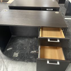 Office Desk Black Color With Filing Cabinet