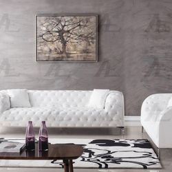 Brand New White Bonded Leather Modern Sofa + Loveseat 2PCs Set