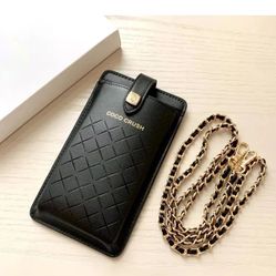 Coco CHANEL NEW With Box Black Quilted Crossbody Phone Case