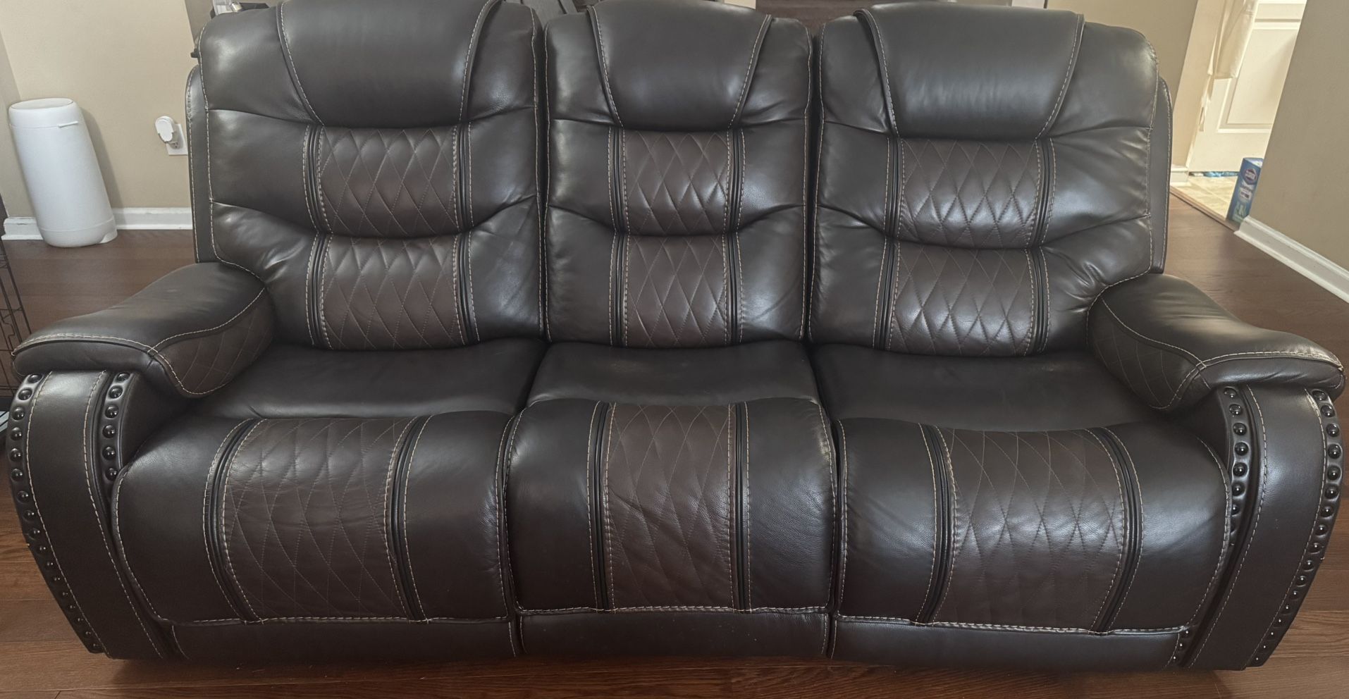 Brown Leather 3 piece Living Room Set