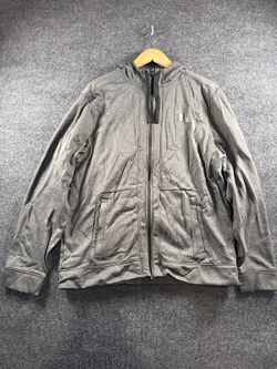 Men's XL Gray Full Zip Hoodie Jacket Athletic Logo Sweatshirt