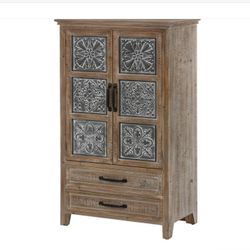 NEW/OPEN-BOX **DAMAGED/REPAIED TO SIDE** LuxenHome Vintage Distressed Wardrobe Storage Cabinet
