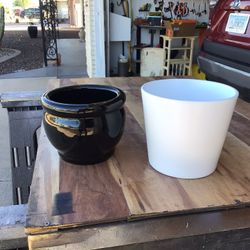 Two 6” Ceramic Planters ($6 Each Or Both For #10)