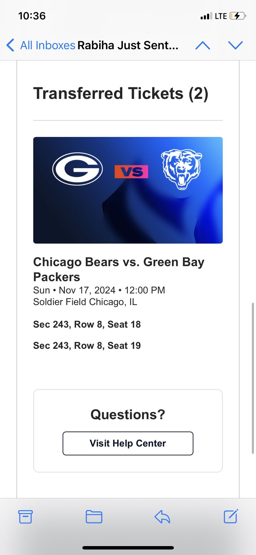 Chicago Bears vs. Green Bay Packers Sun • Nov 17, 2024 • 12:00 PM Soldier Field Chicago, IL