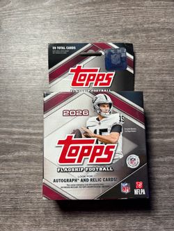2026 Topps Flagship Football Hanger Box – 59 Cards – Autos & Relics Chase