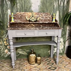 Antique Marble Sideboard Table (Delivery Available)