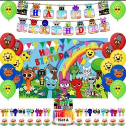 Sprunki-themed birthday party decorations.