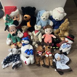 Vintage Lot Plush Stuffed Animals Toys Puffalump Disney Lovey Gund Snowmen Roo