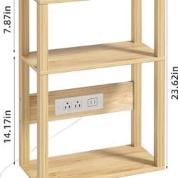 3-Tier Small Narrow Bamboo Side Table