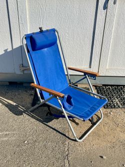 ***NO OFFERS*** WearEver Blue BACKPACK Sand Beach Adjustable CHAIR with Pillow