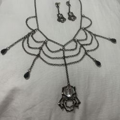 Spiderweb necklace and earrings