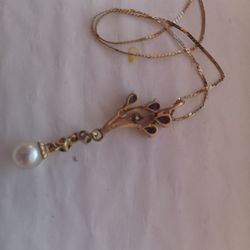 Sapphire Diamond Pearil Pendant 14kt Chain