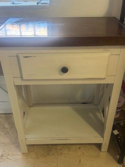 Farmhouse Nightstand with Drawer and Shelf