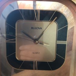 Vintage a BULOVA brushed brass quartz Desk /mantle Clock
