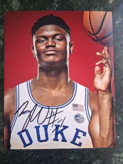 Zion Williamson Signed Photo, 8x10 with COA, Duke