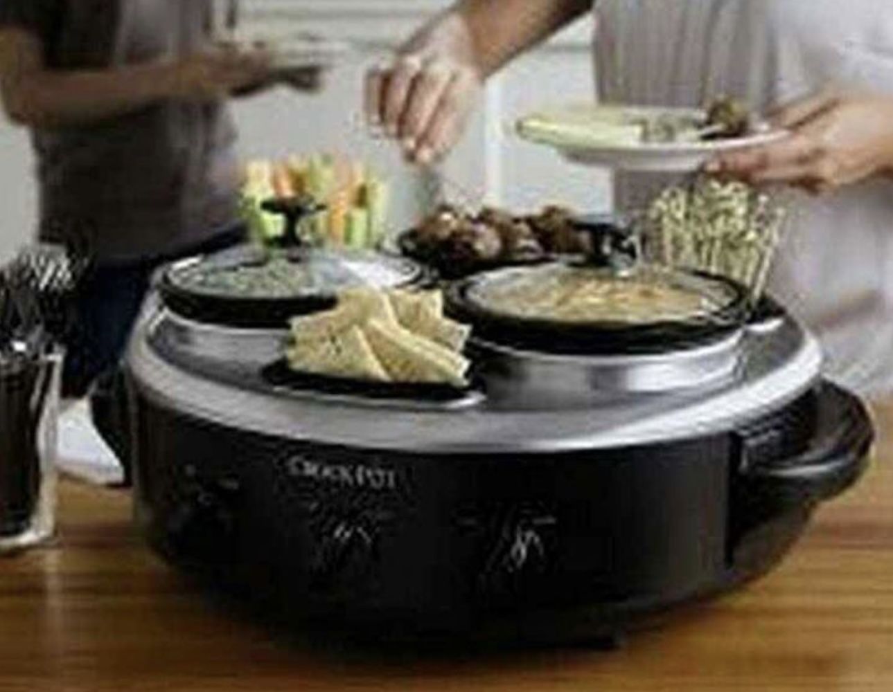 3 X 1qt Crockpot Triple Dipper Lazy Susan