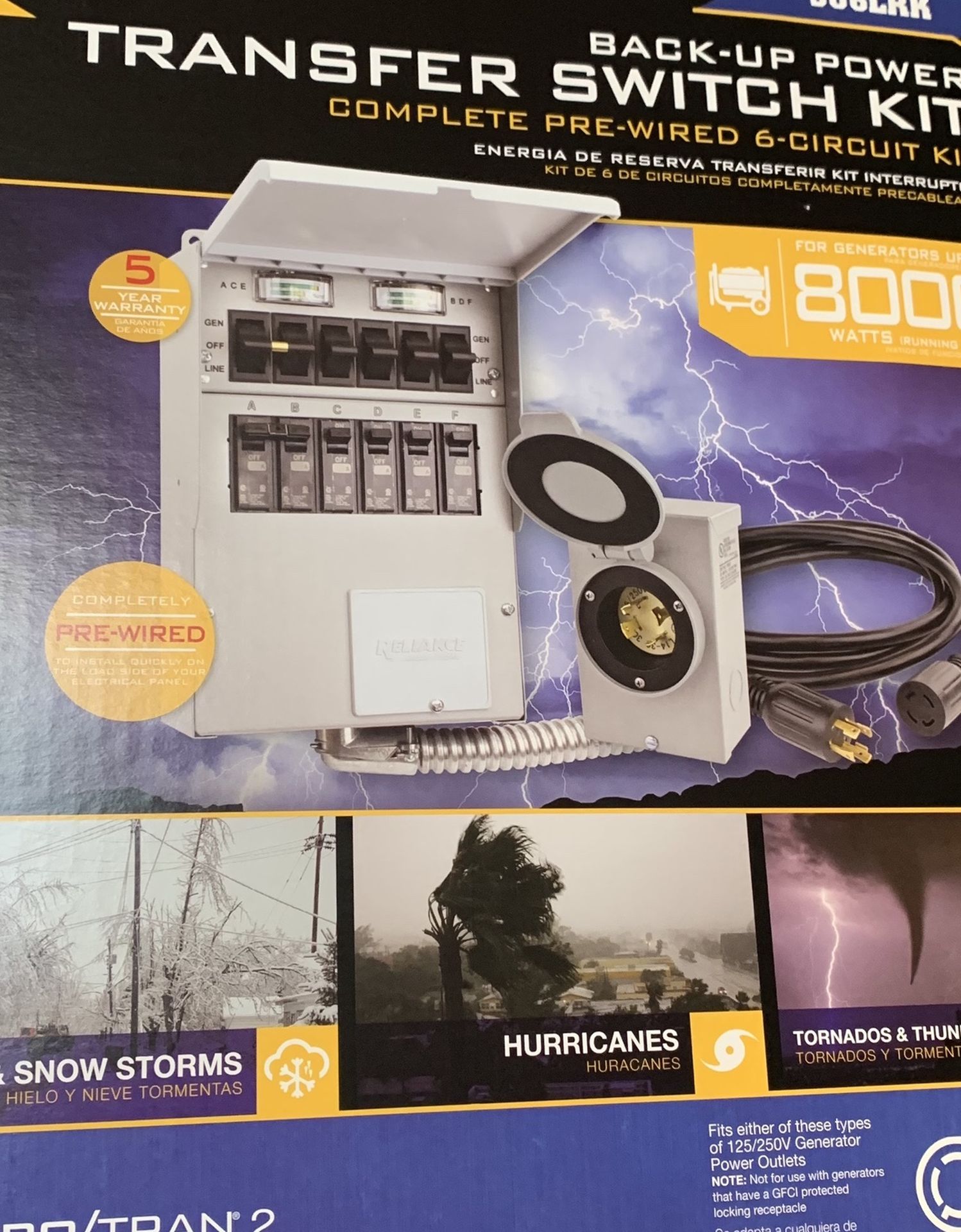 Reliance 8000-Watt Generator Transfer Switch Kit