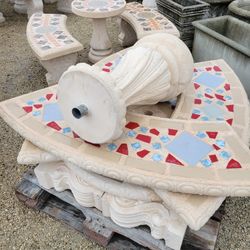 Concrete Mosaic Picnic Table with 3 Benches/ Outdoor Patio Furniture