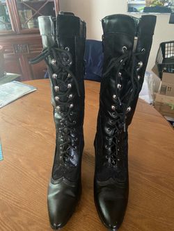 Victorian with lace insert -Knee-High Boots