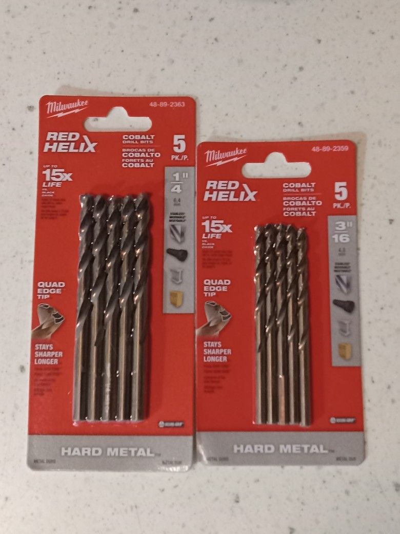 Milwaukee 1/4 & 3/16 drill bits