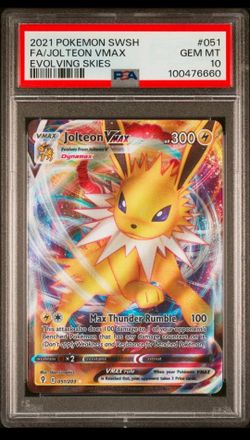 Pokémon Jolteon VMAX 051/203 SWSH07: 2021 Evolving Skies Holo PSA 10