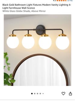 4-Light Black Gold Vanity Wall Sconce