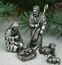 Exquisite - Hand Crafted Pewter Nativity Set Handcrafted Gift Boxed