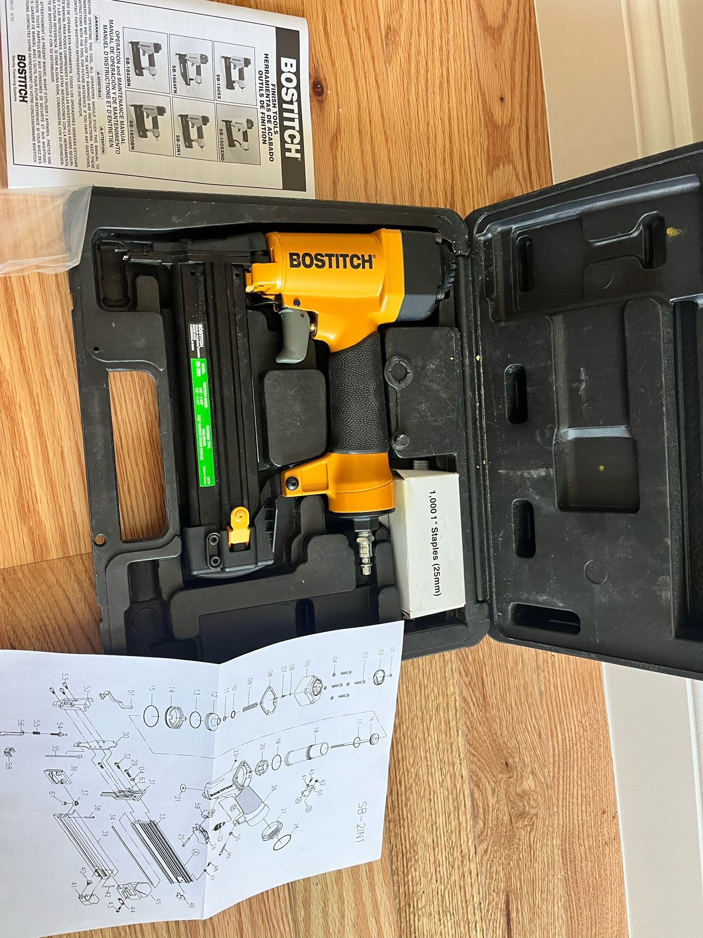 BOSTITCH Brad Nailer 18 Gauge/Narrow Crown Stapler, 2-in-1 (SB-2IN1)