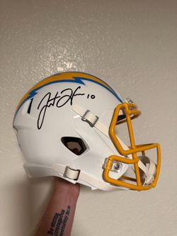 Justin Herbert Signed Full Size Replica Helmet + PSA graded cards