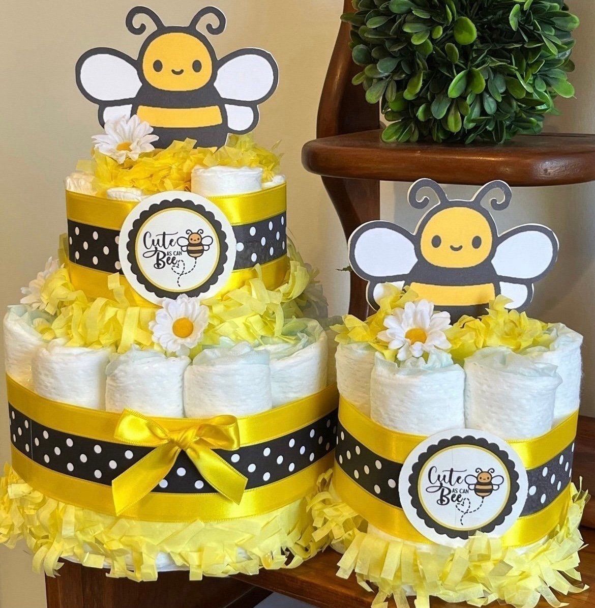 Happy Yellow and Black Bee Diaper Cakes