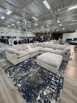 New In Box Light Gray Corduroy 6pc Modular Sectional 