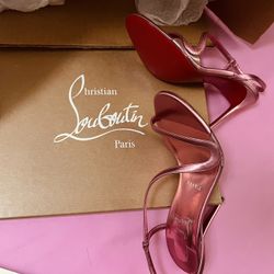 Christian Louboutin Pink Metallic Stiletto Sandals 